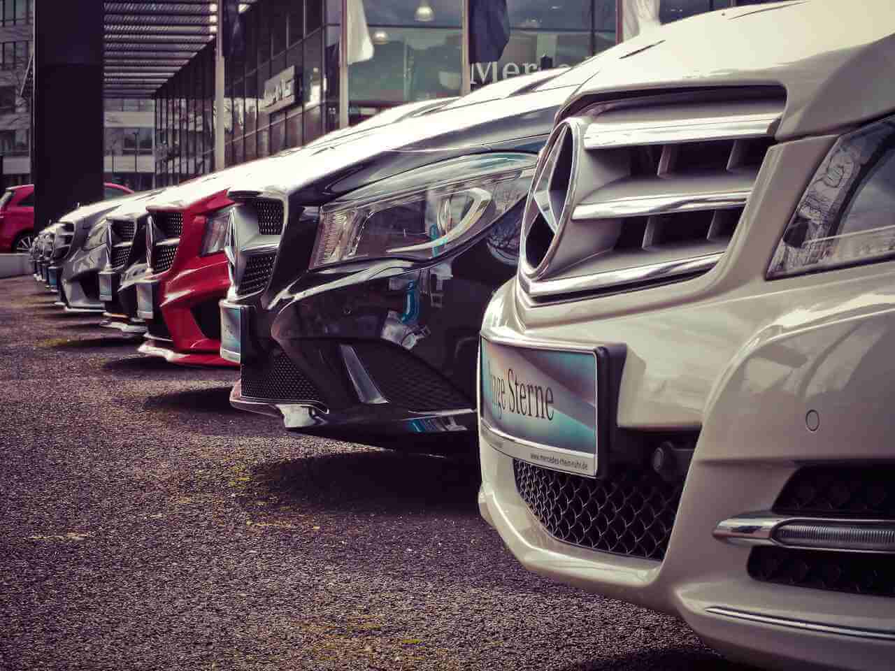 a row of mercedes luxury car
